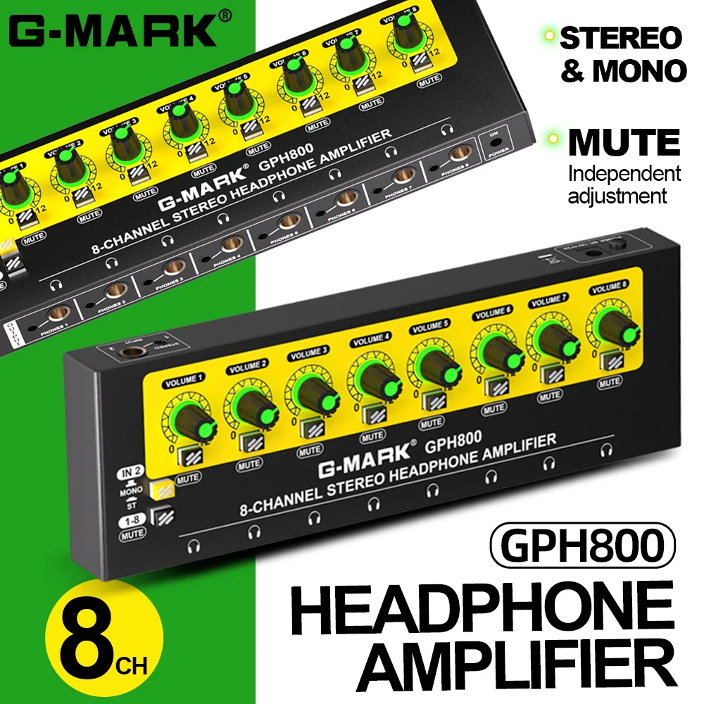 

Amplifiers G-MARK GPH800 Stereo/mono Switching Compact Audio Mini Amplifier with power Upgraded headphone amplifier 8 Channel