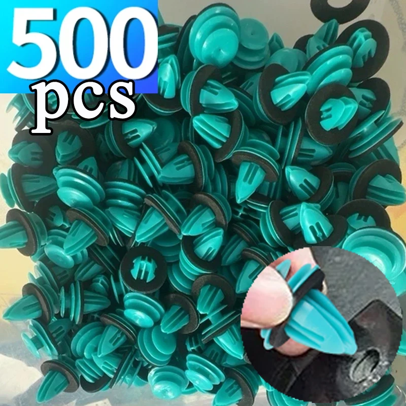 Green Auto Bumper Fastener Rivet Clip Car Door Panel Clip with Seal Ring Fastener Rivet Bumper Retainer Suit 20-500pcs