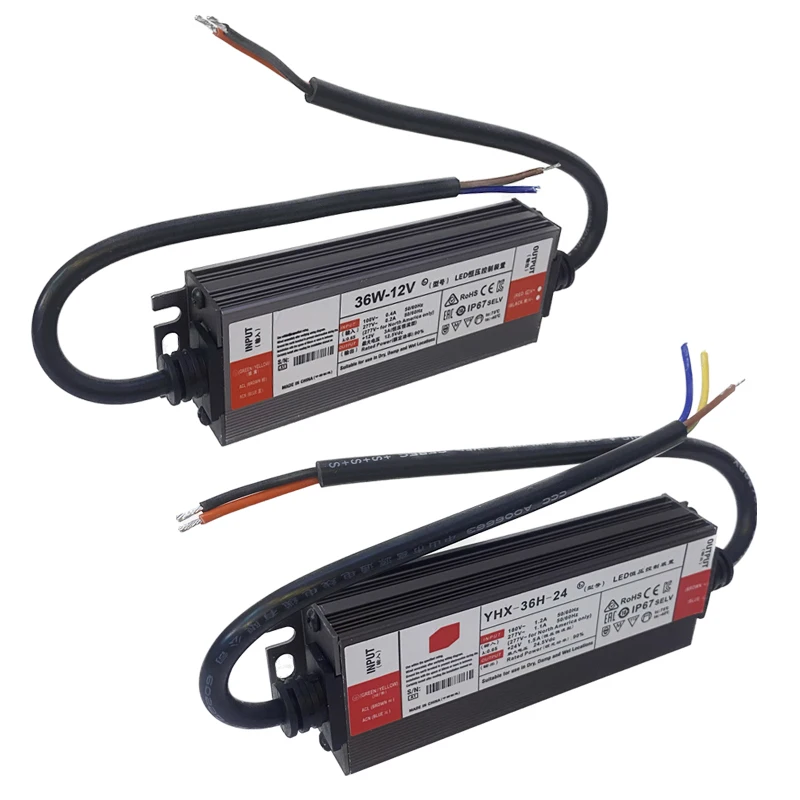 

36W Waterproof Lighting Transformers AC 110V 220V To DC 12V 3A LED Driver 24V 1.5A IP67 Adapter Power Supply For LED Strip Bar