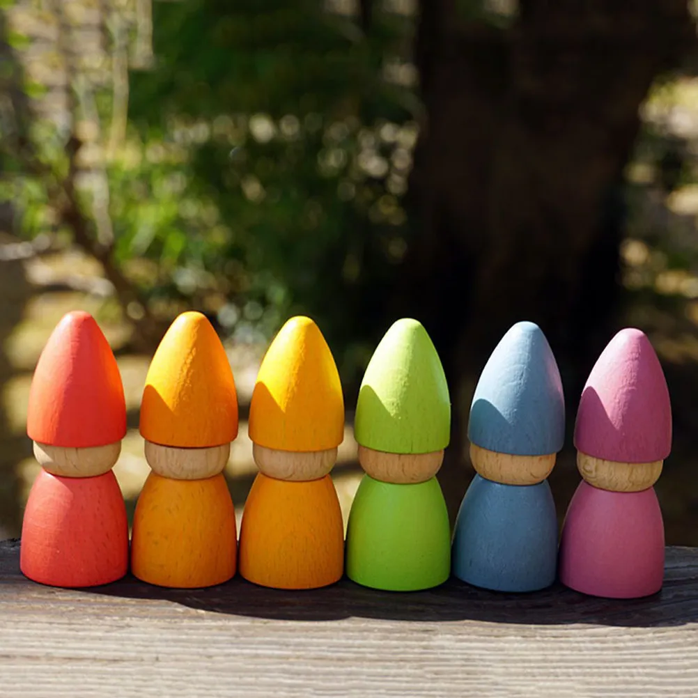 6Pcs Wooden Peg People Unpainted DIY Graffiti Art Supplies for Children Crafting Sessions Portable Fun Decorative view 4