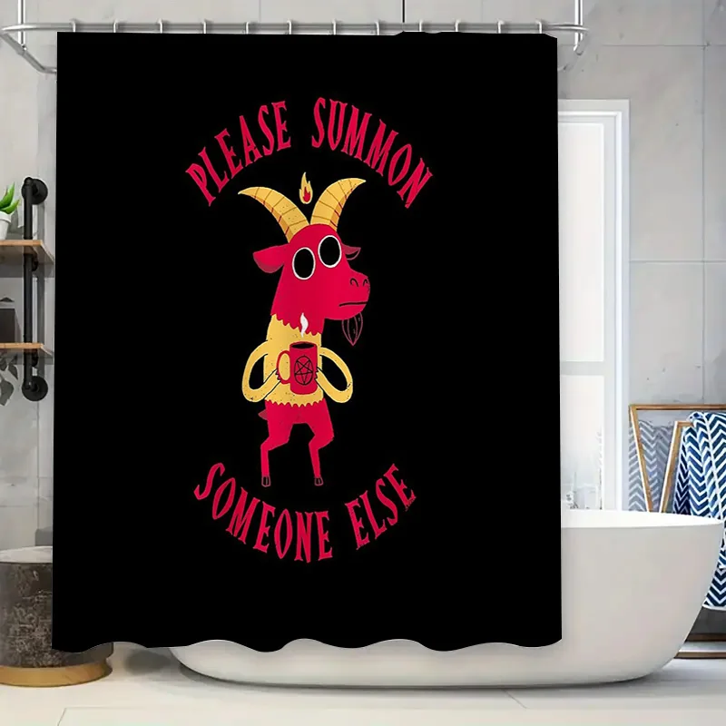 Creepy Goat Shower Curtain Gothic Horror Decor Spooky Farmhouse Bathroom Set Witchy Halloween Home Accent Dark Aesthetic