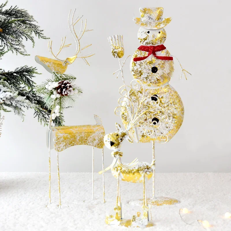 

Wrought iron Christmas elk doll desktop decoration ornaments sleigh cart deer cart scene layout