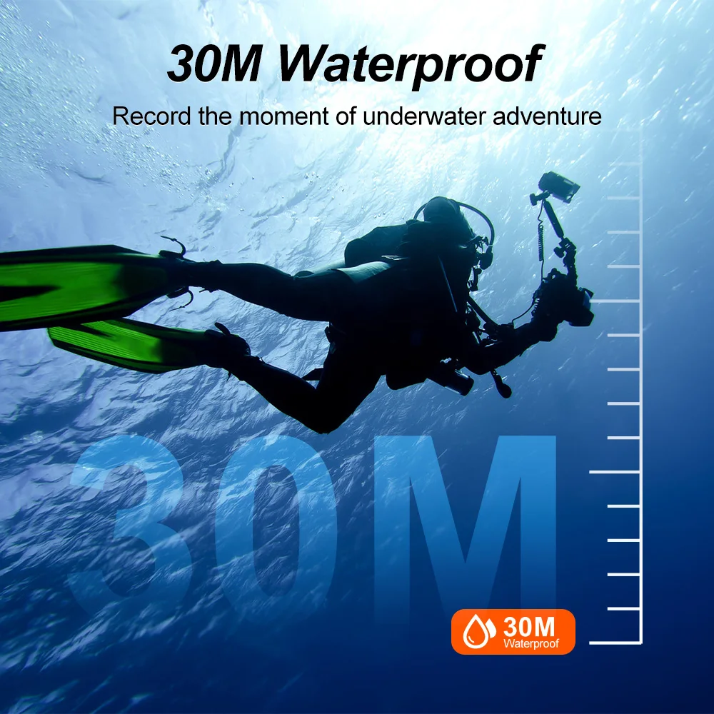 Action Camera AT-Q1 Ultra HD 4K30FPS 16.0MP Wi-Fi 2.0" Screen 170D DVR Webcam Underwater 30M Helmet Video Recording Sport Camera