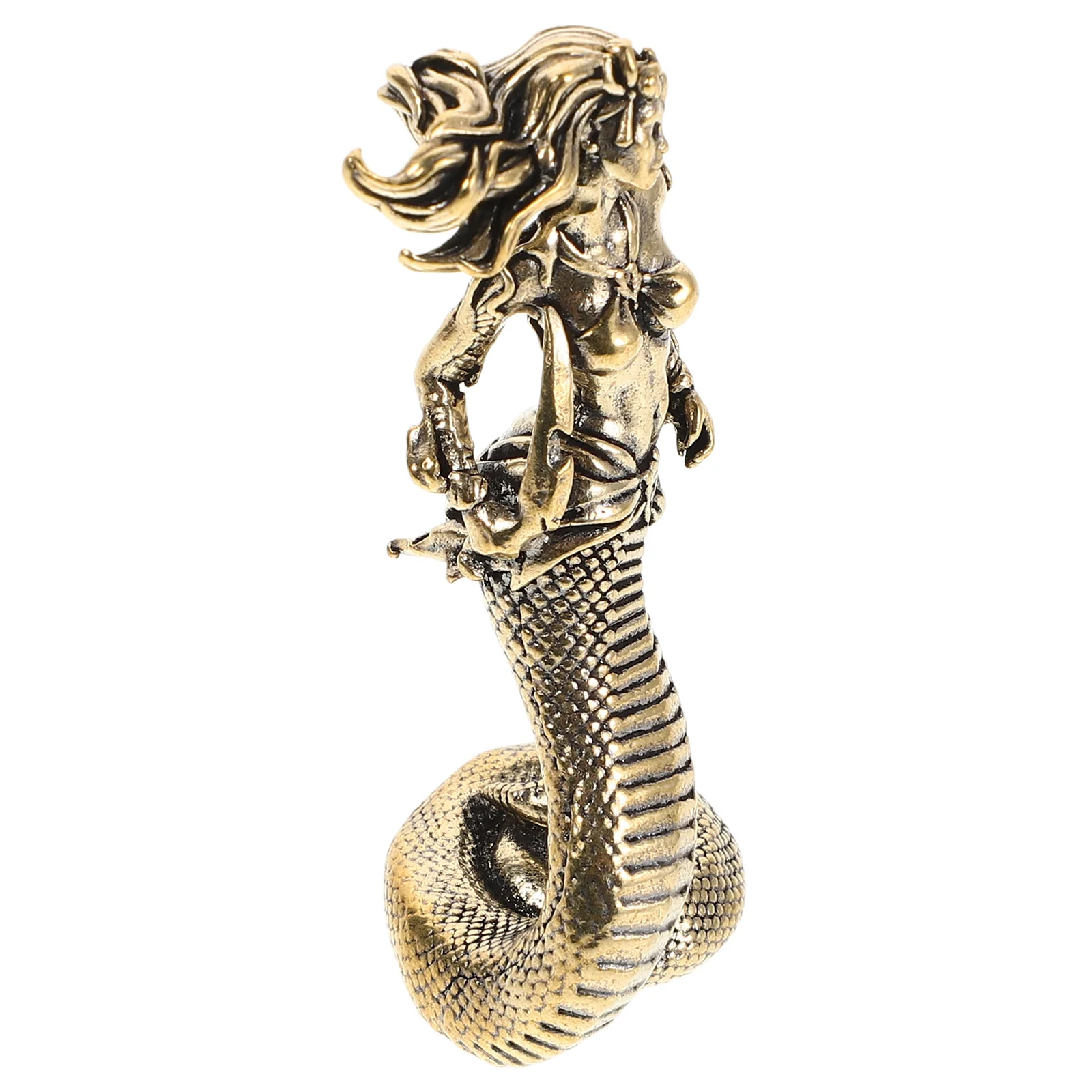 Medusa Snake Ornament Statue Greek Gods Miniature Figurine Goddess Accessories Brass Figure Copper Hades Office Home