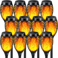 1/2/4/6/8/10/12Pcs Solar Flame Torch Light Flickering Light Waterproof Garden Decoration Outdoor Lawn Path Yard Patio Floor Lamp