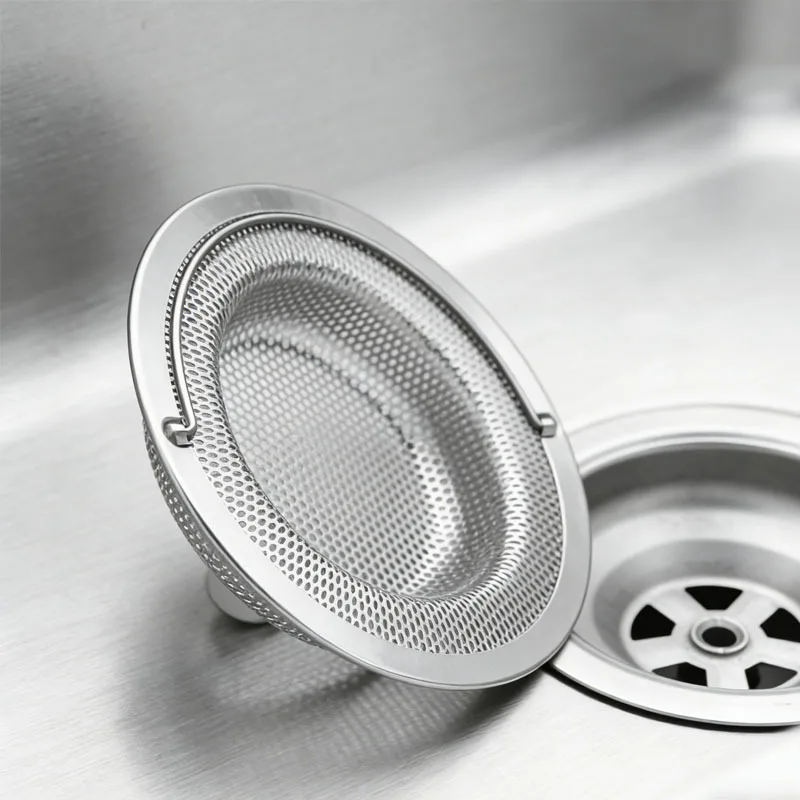 Kitchen Sink Drain Strainer with Handle, Stainless Steel Food Debris Catcher for Bathroom & Kitchen
