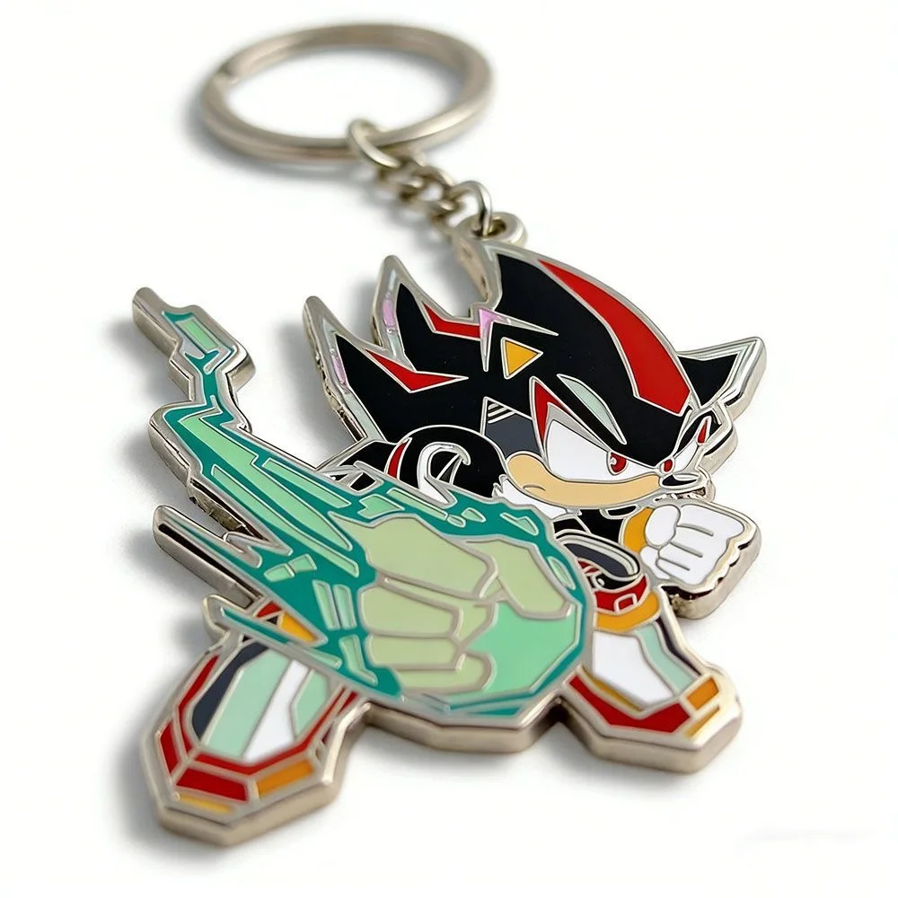 Stylish Enamel Keychain, Cute Sonic Character Bag Charm, Durable Metal Pendant for Backpack & Doll Decor