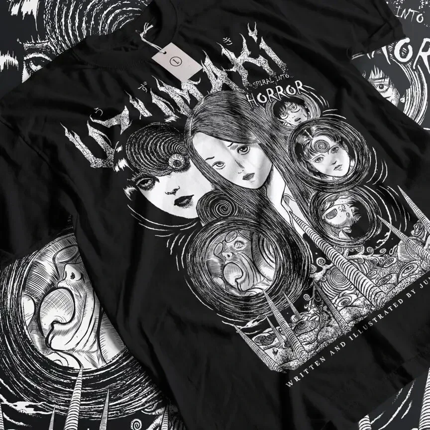 Junji Ito Uzumaki T-Shirt Horror Japan Guro Lustiges Mädchen Anime Geschenkshirt Alle Größen Anime Kleidung Damenbekleidung