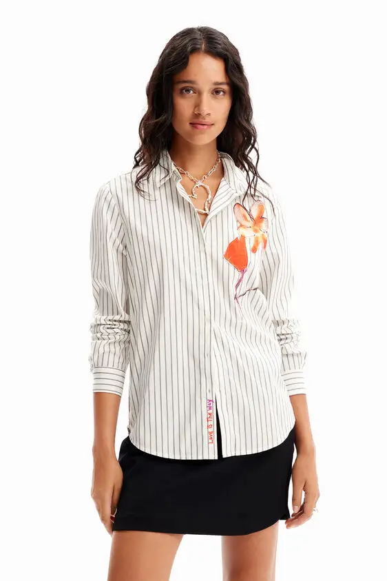 

Women's Long Sve Striped irt Patchwork Square Collar Commute Sle Cotton Straight Cut Spring Season Faion Ladies' irt