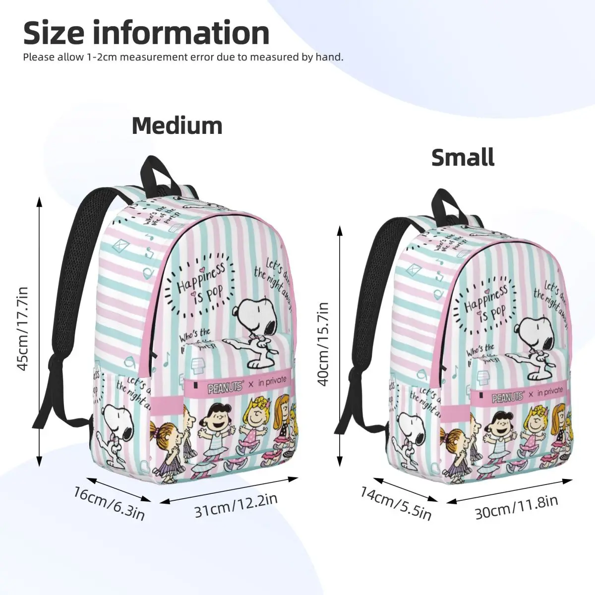 Cute Cartoon Snoopy Fashion Backpack Sports Student Work Daypack for Men Women Laptop Canvas Bags