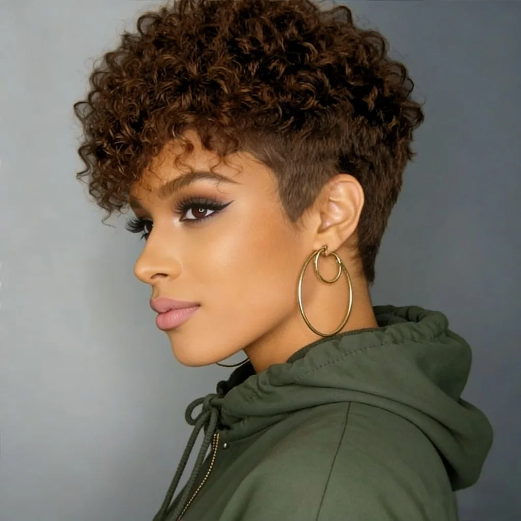 Natural Black Short Pixie Cut Human Hair Wig
