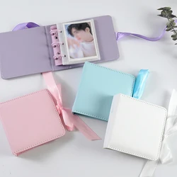 Leather Mini 3 Inch Inner page Instax Album Pure Color Album Photocard Binder Bow Decor Mini Photo Album