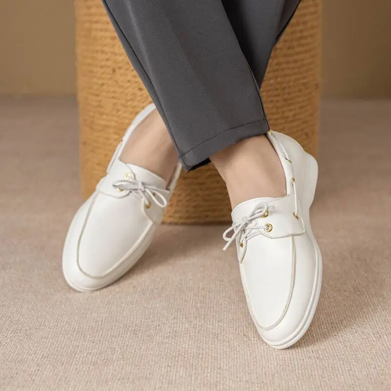 

ASILETO Brand 2025 New Casual Women Flats Round Toe Lace Up Large Size 44 45 46 47 48 Soft Breathable Daily Shoes for Female