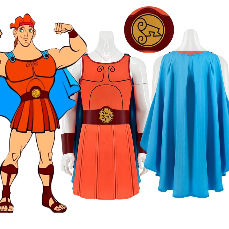 

Movie Hercules Cosplay Costume for Man Boys Top Cloak Belt Men Halloween Carnival Party Male Role Play Outfit Suit