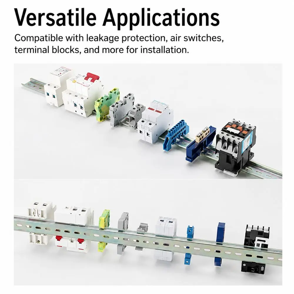 Durable Aluminum DIN Rail Universal Type 10-50cm Terminal Blocks 1mm Thickness Slotted Guide Relay