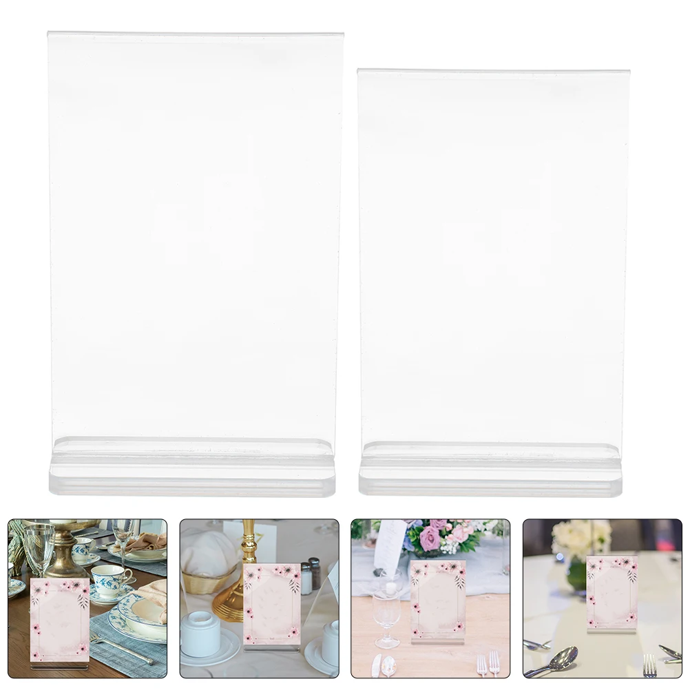 

2pcs Acrylic Sign Holders Clear Display Stands For Table Menu Document Paper A6 Reusable Scratch Resistant Office Wedding Decor
