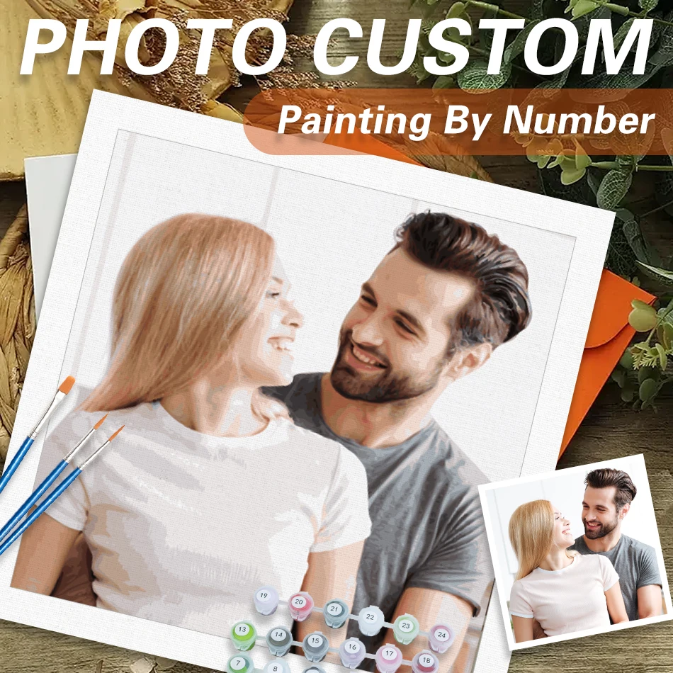 RUOPOTY 24/36/48 Farben Malen nach Zahlen Bastelset Geschenkset Personalisiertes Paarfoto für Wanddekorationen zu Hause