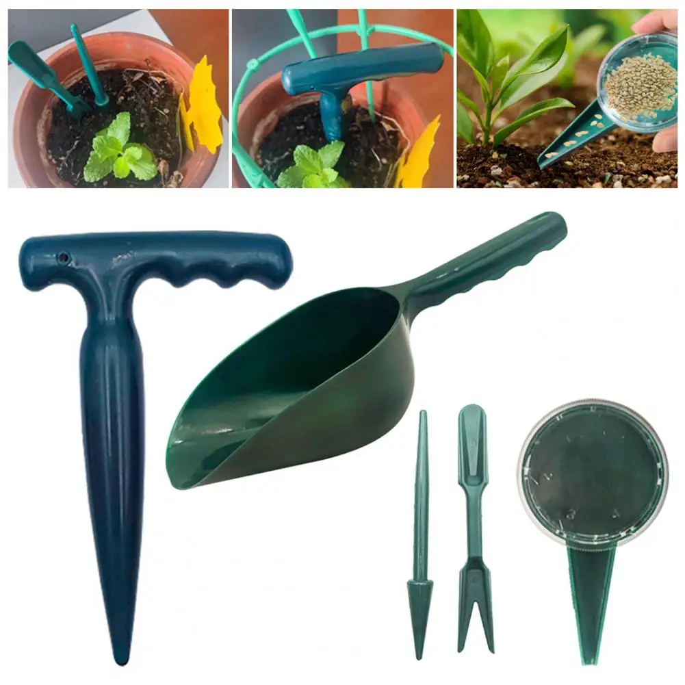 Plastic Seeds Planter Gardening Tool Set for Spreading Sowing Planting Seeder Dispenser with Dibber Widger Hole for Seedlings