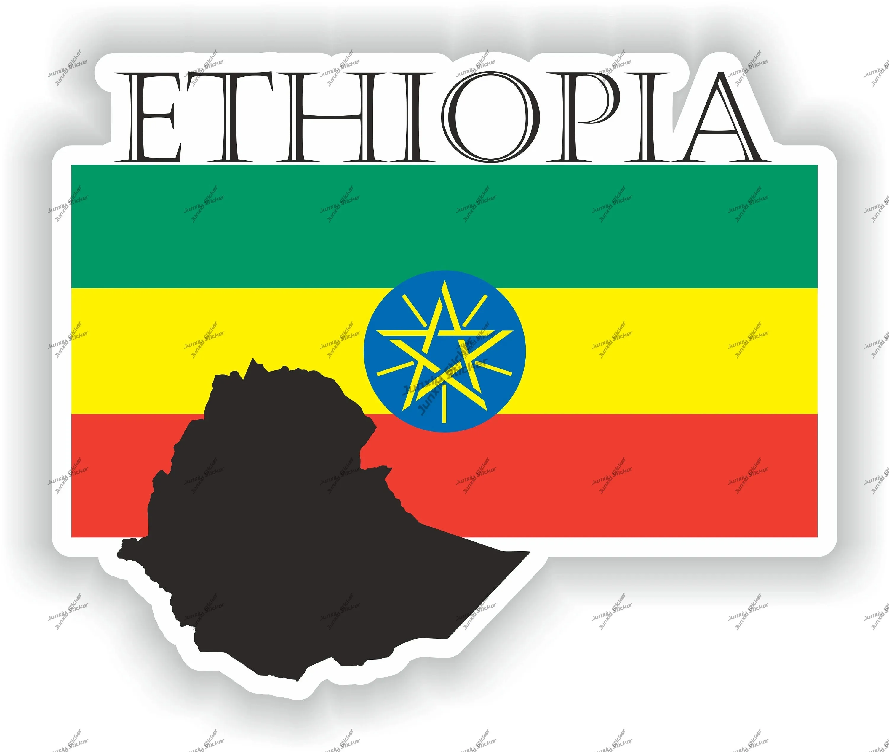 

Ethiopia Flag Travel Sticker Map Flag Outline Ethiopian Heritage Ancestry Round Seal Sticker For Laptops Water Bottles Laptop