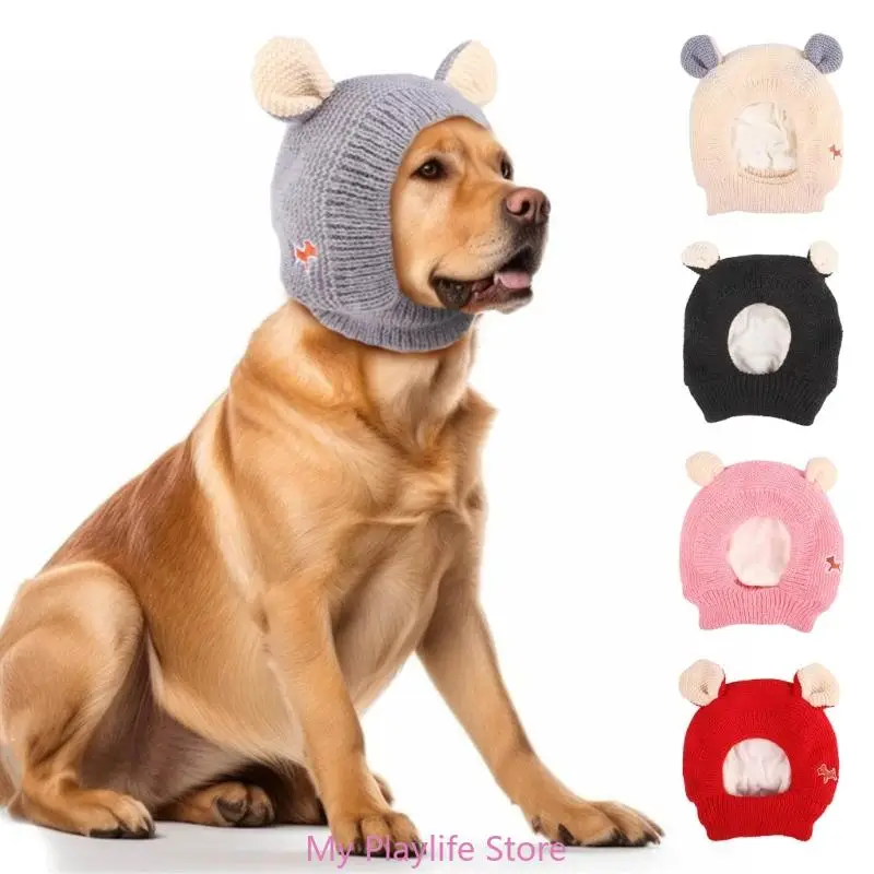 Handmade Crochet Pet Hat Adjustable Neck Cover Dog Cap Puppy Cartoon Costume Hat Winter Warm Knit Hat Cat Photo Headgear