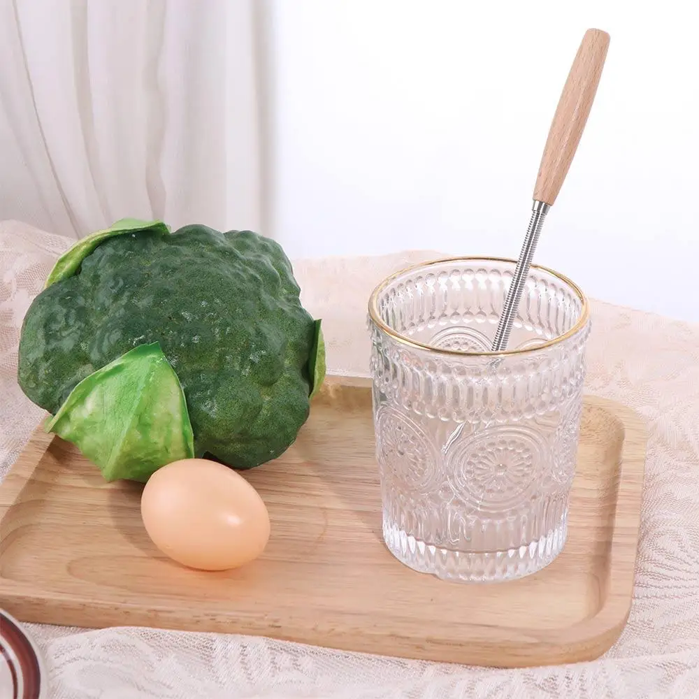 

Kitchen Tools Multifunction Stainless Steel Egg Beater Useful Wooden Handle Mini Egg Whisk Portable Hand Egg Beater Baking