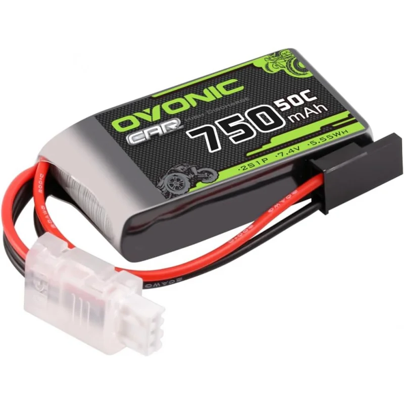 OVONIC 2S Lipo 750mAh 7.4V 50C Lipo Battery with XT60 to TR Connector[2.1