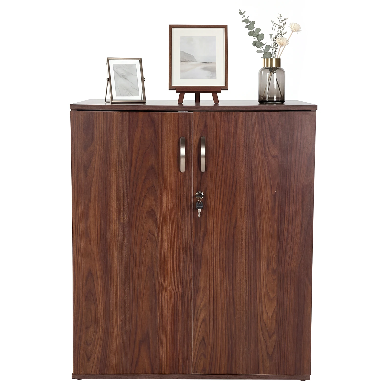 Floor Office Storage Cabinet With Doors & Adjustable Shelves Vertical Office Locker Cabinet Leveling Feet for Offices Workspace