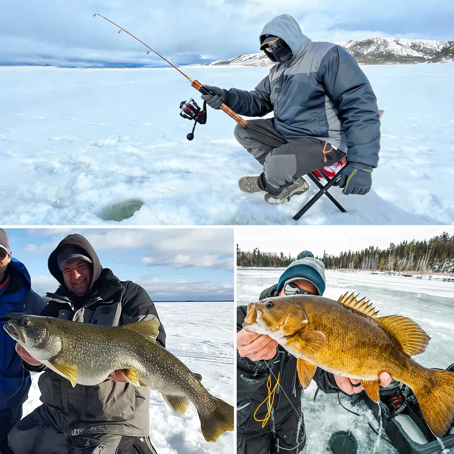 Caña de Pesca en Hielo Sougayilang – 2 secciones con mango de madera - imagen 4