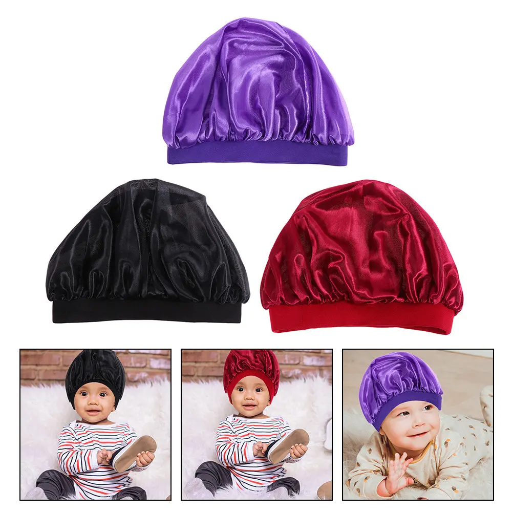 

Набор из 3 детских шапочек для сна: дышащие, из легкого материала, с эластичной лентой, для ухода за волосами, для сна, купания и др.