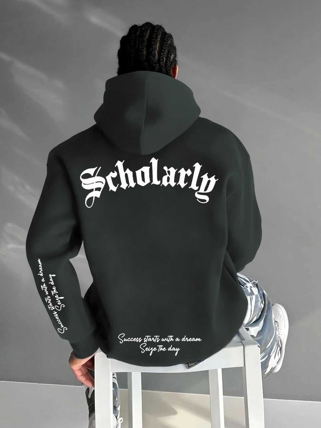 KOURRTER Men's Autumn/Winter Hoodie – Comfortable, Warm, and Stylish; Features Trendy Creative English Word Print.