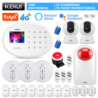 KERUI Security Alarm System Tuya 4G WiFi GSM Smart Home 433MHz Wireless Motion Sensor Control Outdoor Solar Siren Door Sensor