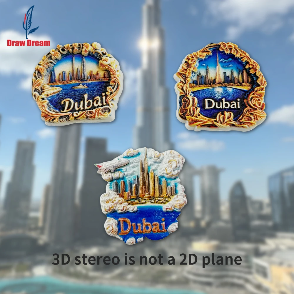Imán de Refrigerador 3D Creativo de Dubái, Recuerdo de Viaje, Adhesivo Decorativo, Adecuado para Decoración del Hogar, Oficina, Imán de Refrigerador Magnético Exclusivo Personalizado, Decoración del Hogar, Cocina, Habi