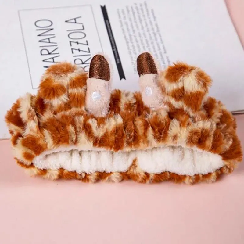 Cute Solid Color Three-dimensional Cartoon Giraffe Headband Hair Accessories Non-slip Face Wash Mask Wash Hair Collar Head Cover