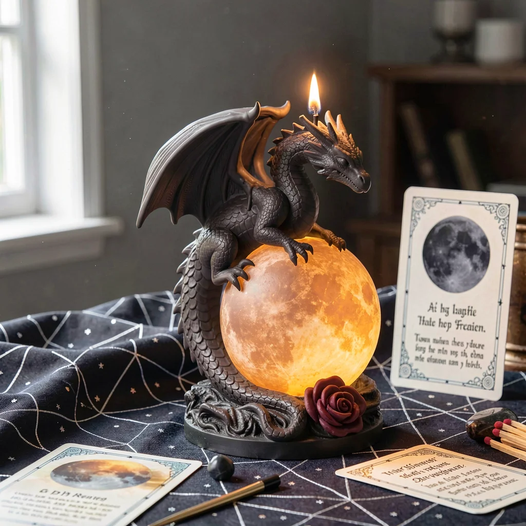 IVORELLE Dragon Rose Moon Silicone Candle Molds Detailed Gothic Creature Wax Craft Form For Handmade Tabletop Fantasy Decor Gift