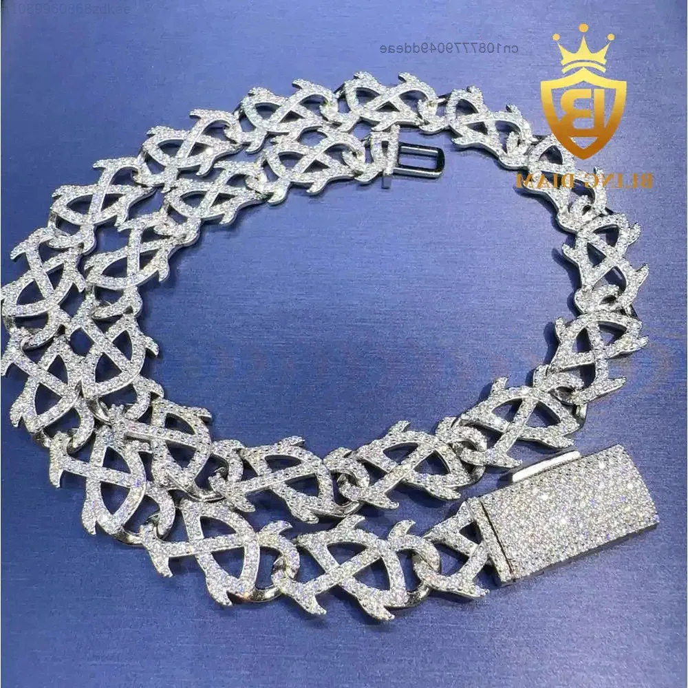 

Ювелирные изделия Blingdiam, специальный дизайн, стерлинговое серебро, муассанит, кубинская цепочка на заказ, женская кубинская цепочка, ожерелье
