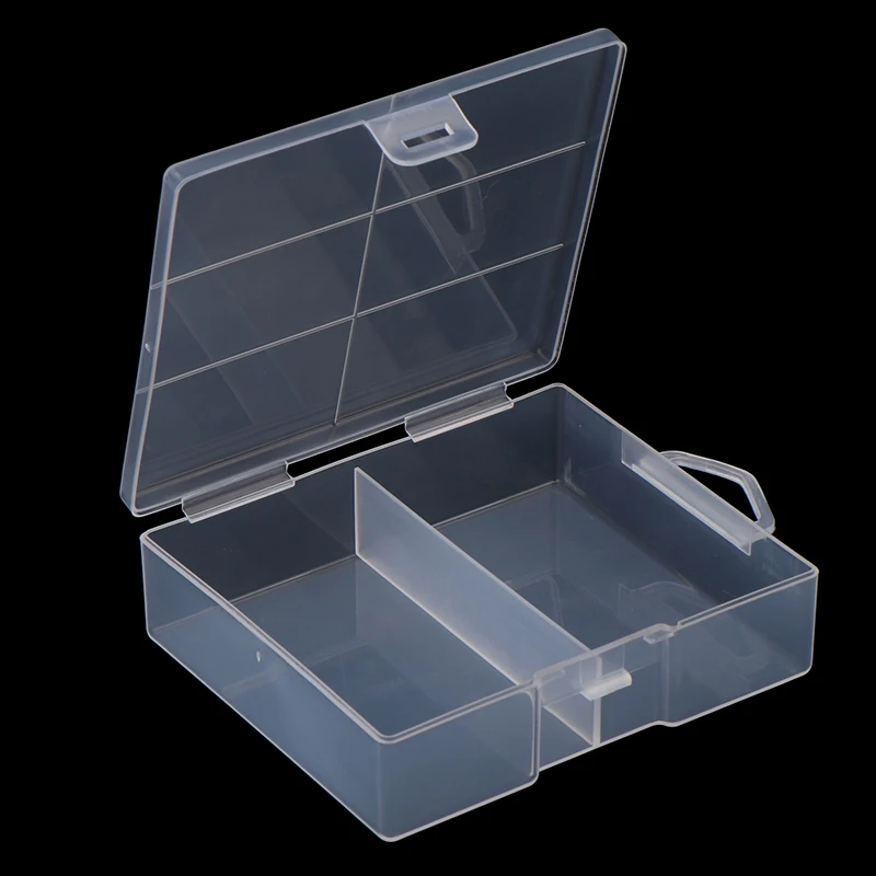 1PCS Transparent Plastic Battery Storage Box For AA AAA Batteries Organizer With Hardware Accessories Clear Divider With Cover
