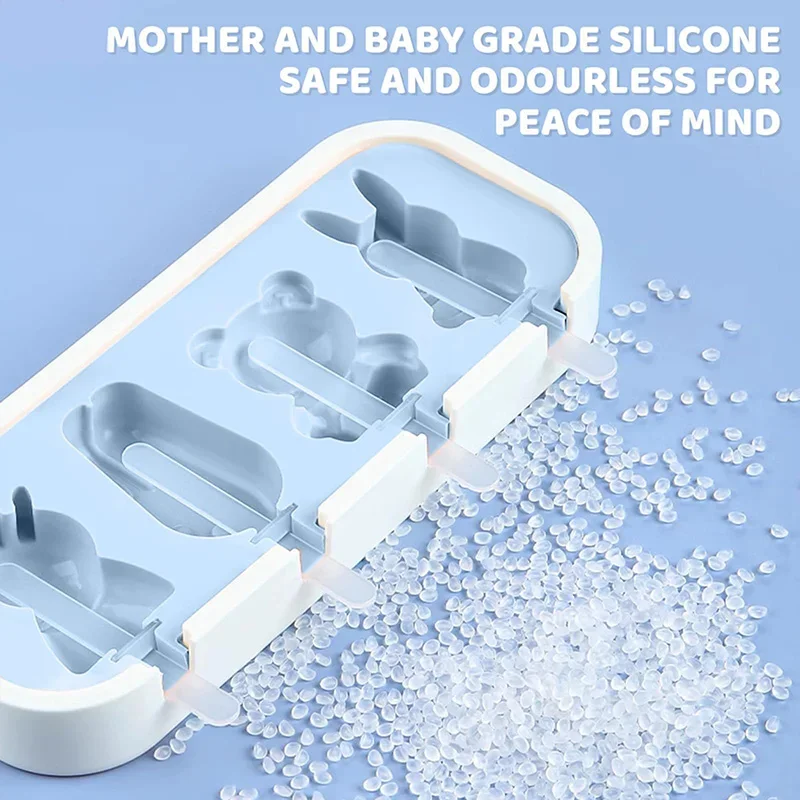 Popsicles Molds Kids Baby Cute Shapes Silicone Mini Popsicle Molds BPA Free Reusable Ice Cream Mold Popsicle Maker Homemade Set