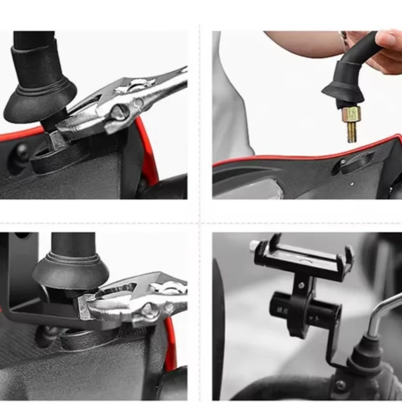 Motorcycle Phone Holder Handlebar Stand Bike Rear View Mirror Mount Extender Security Quick Lock Support Telephone Stand