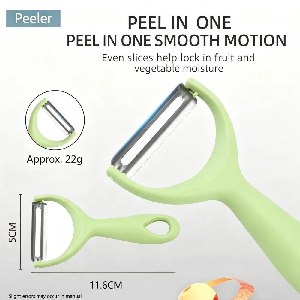 Multifunctional Stainless Steel Fruit Vegetable Peeler, Kitchen Potato Carrot Melon Peeling Tool, 3 Pcs, Green