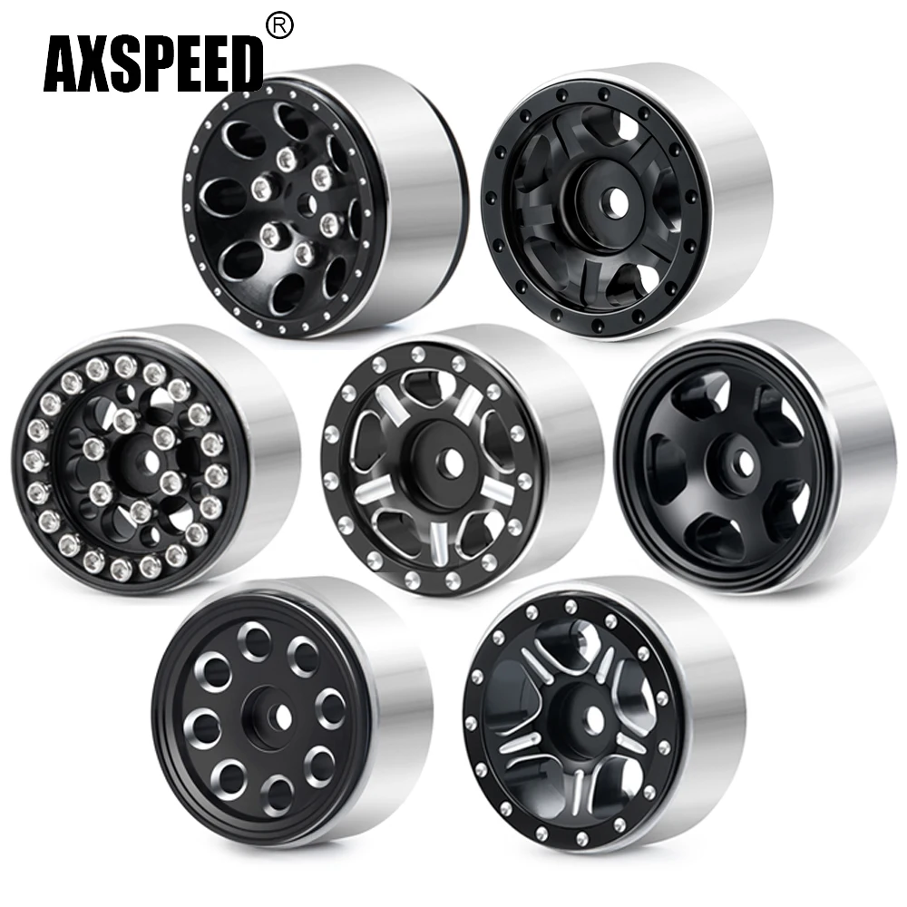 AXSPEED 4 ชิ้นสีดํา 1.0 ''โลหะ Beadlock ล้อฮับสําหรับ Axial SCX24 90081 AXI00001 AXI00002 1/24 RC รถรถบรรทุกอุปกรณ์เสริม