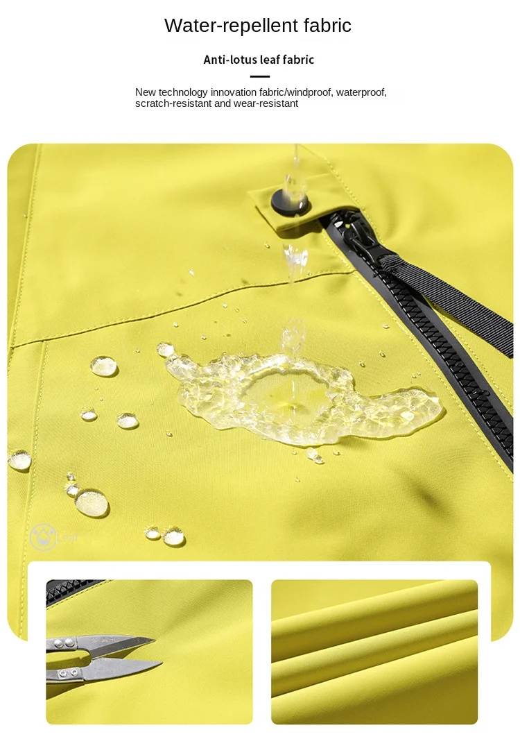 Couple Waterproof  Detachable Hood Zipper Outerwear Windproof Mens Womens Split Cap Raincoat Autumn Outdoor Clothing trench coat