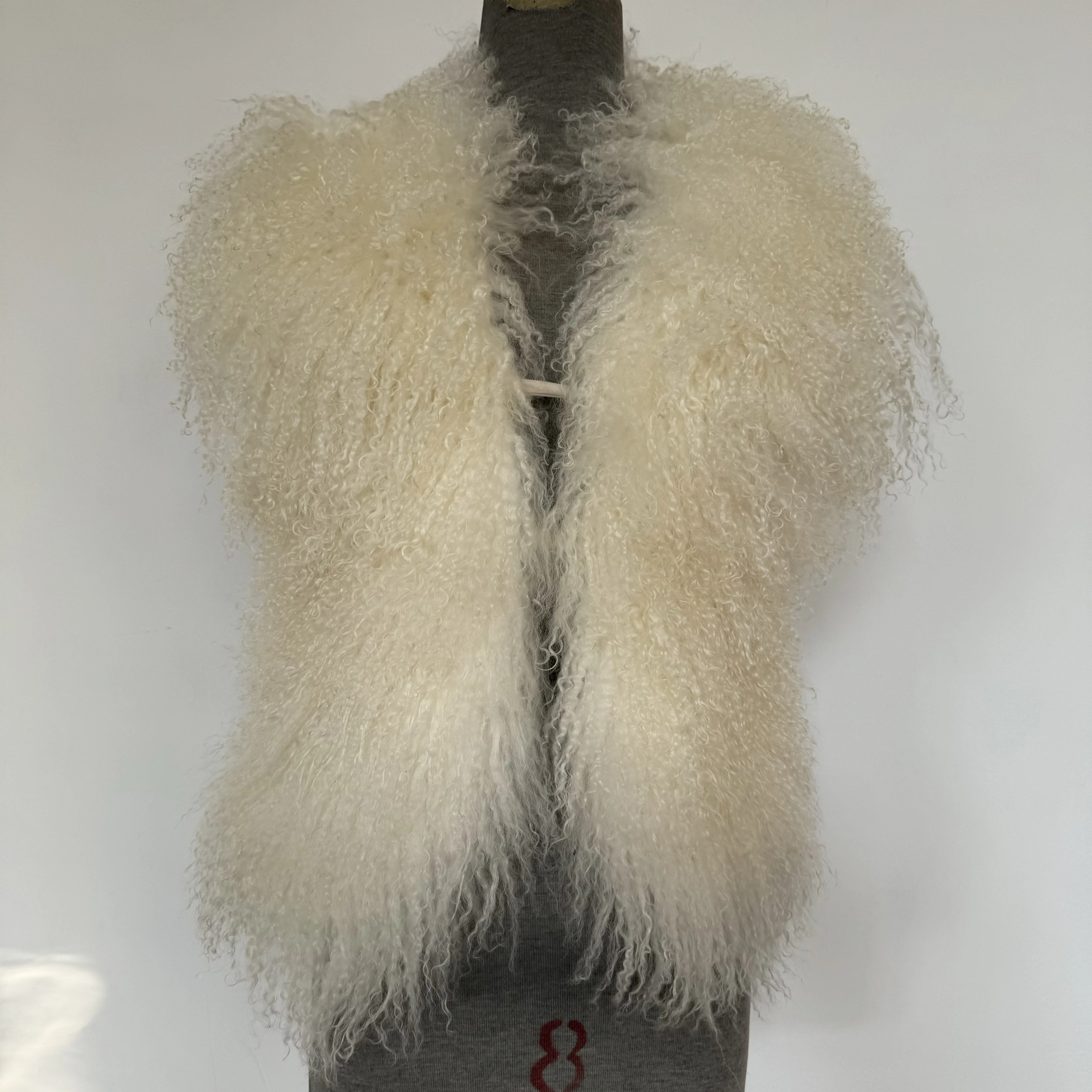 New Spice MongolianSheepskin  Fur  Girl Vest Autumn And Winter Sexy Big Back Hair Collar Halter Top