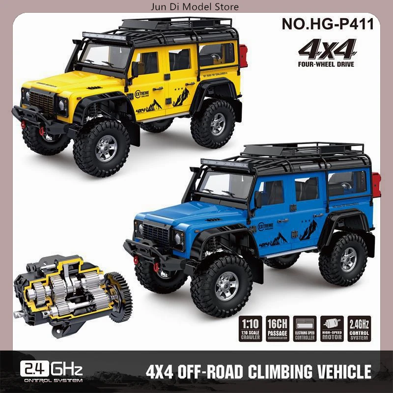 

Hg-P411 1/10 2.4g-Tx4 Rc Car, 4wd Electric Off-Road Vehicle 3 Colors (Blue/Yellow/Silver) 2 Configurations For Adults Kids Gifts