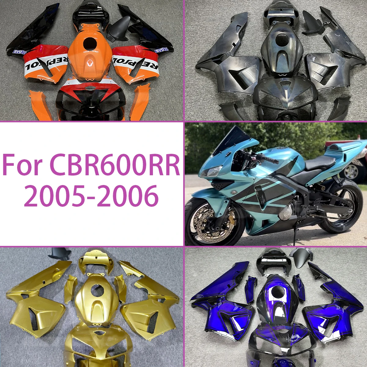 

Для Honda 2005 2006 CBR600RR комплект обтекателей для мотоцикла идеально подходит для индивидуального кузова из АБС-пластика 05 06 обтекатели CBR 600RR