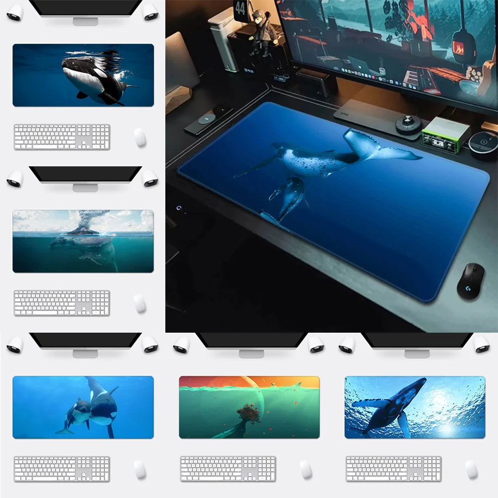 

Cute Ocean Whale Fish Mousepad HD Printing Computer Gamers Locking Edge Non-slip Mouse Pad XXL90x40cm Keyboard PC Desk Pad