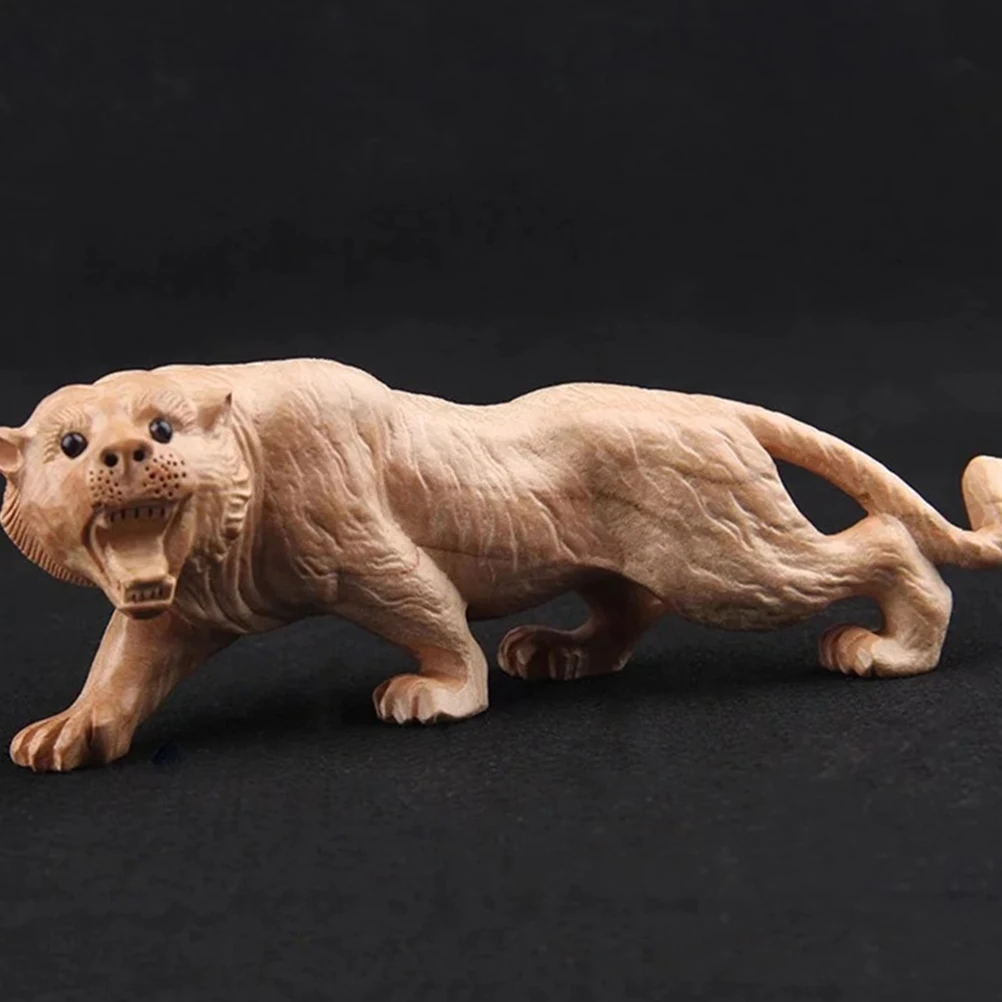 

Peach Wood Tiger Ornaments Wooden Carving Mold Decor Desktop Simulated Animal Craft High Quality Kids Home Family Gift