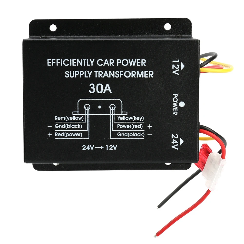 Car Converter 30A Car Power Supply Converter Step Down Inverter 24V To 12V Car Voltage Reducer DC 24V to 12V Power Converter