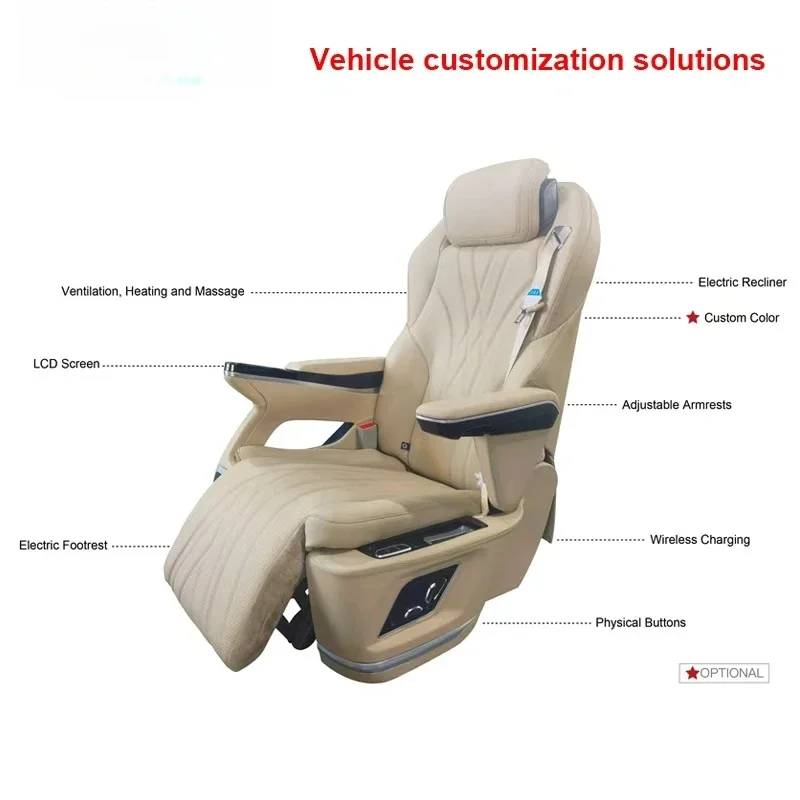 Hot Selling Smart Leather Car Seat Equipped With Wireless Charging & Heating Function For Hiace Alphard Vito Van Interior Modifi