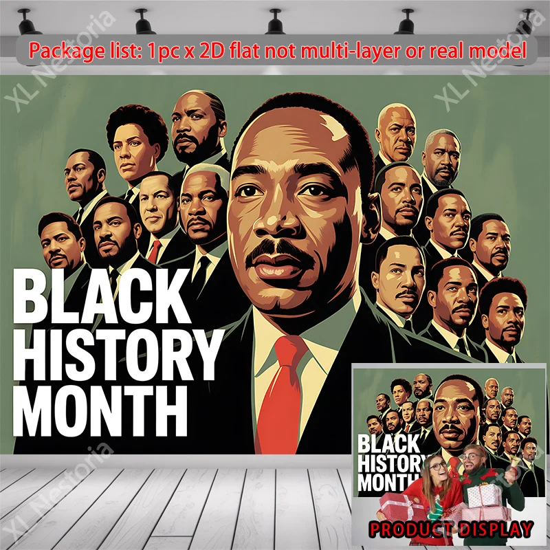 Banner plano 2D del Mes de la Historia Negra de 1 pieza con Martin Luther King Jr. - Durable MLK Jr. Decoración histórica adecuada para