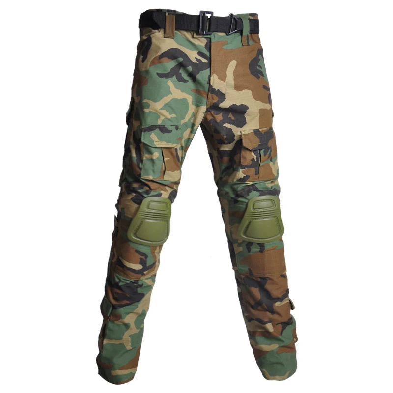 

HAN WILD Hiking CP Pants Men Paintball Combat Cargo Pants with Knee Pads Wear Resistant Camouflage Airsoft Tactical Pant Hunting